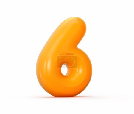 Téléchargez les photos : Un rendu 3D d'une gelée d'orange numéro 6 isolé sur un fond blanc illustration 3d - en image libre de droit