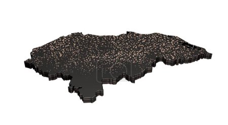 Foto de Representación en 3D de un mapa metálico en forma de Honduras negro aislado sobre un fondo blanco - Imagen libre de derechos