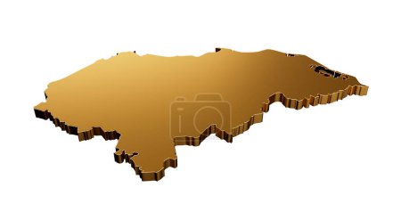 Foto de Representación en 3D de un mapa en forma de Honduras dorado aislado sobre un fondo blanco - Imagen libre de derechos