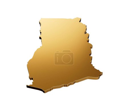 Foto de Representación en 3D de un mapa en forma de Ghana dorado aislado sobre un fondo blanco - Imagen libre de derechos