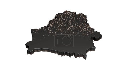 Foto de Representación en 3D de un lujoso mapa negro de Bielorrusia aislado sobre un fondo blanco - Imagen libre de derechos