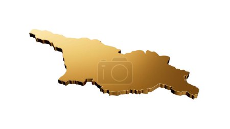 Foto de Representación en 3D de un mapa en forma de Georgia dorado aislado sobre un fondo blanco - Imagen libre de derechos