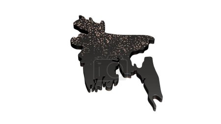 Foto de Una ilustración en 3D del mapa negro exclusivo premium metálico de Bangladesh aislado sobre fondo blanco - Imagen libre de derechos