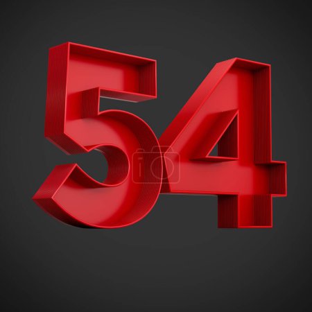Téléchargez les photos : Un rendu 3D de chiffres de bloc rouge du nombre 54 sur fond noir - en image libre de droit
