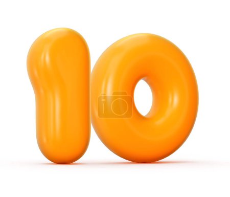 Photo for A 3D render of an orange jelly number 10 isolated on a white background 3d illustration - Royalty Free Image