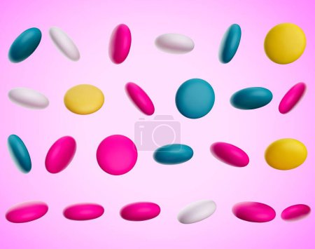 Photo for A 3d illustration of falling candy gems on a pink background - Royalty Free Image