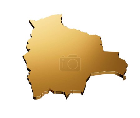 Photo for A 3D rendering of a luxurious golden Bolivia map isolated on a white background - Royalty Free Image