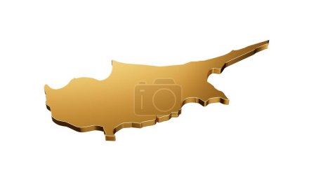Photo for A 3D rendering of a luxurious golden Cyprus map isolated on a white background - Royalty Free Image