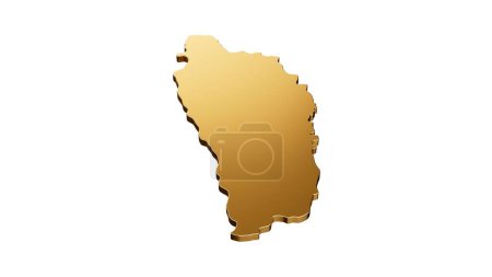Téléchargez les photos : Un rendu 3D d'une luxueuse carte Dominique dorée isolée sur fond blanc - en image libre de droit