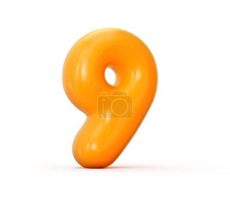 Foto de Representación 3D de una gelatina naranja número 9 aislada sobre un fondo blanco ilustración 3D - Imagen libre de derechos