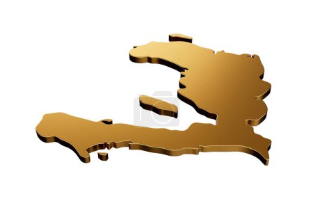 Photo for A 3D render of a gold Haiti shaped map isolated on a white background - Royalty Free Image