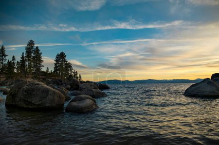 Photo for A beautiful view of Lake Tahoe at sunset in the USA. - Royalty Free Image