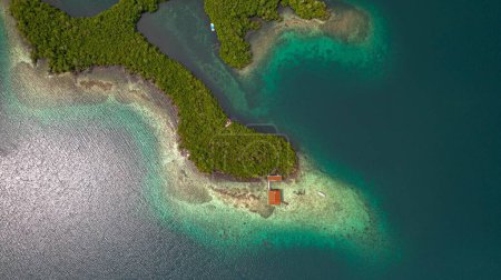 Téléchargez les photos : Une vue de dessus d'une île au milieu de la mer à Bocas del Toro Panama - en image libre de droit
