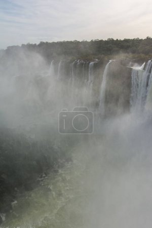 Foto de Paisaje de las cascadas de la Garganta del Diablo con árboles en Argentina, plano vertical - Imagen libre de derechos