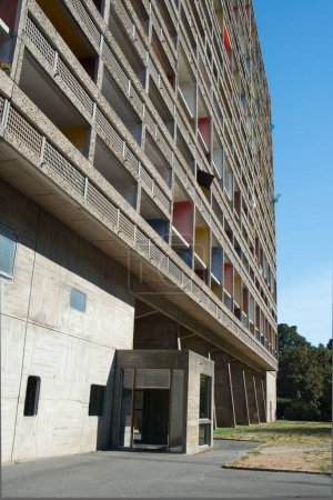 Photo for A vertical of the Unite d'habitation (Housing Unit) building developed by Le Corbusier in Marseille - Royalty Free Image