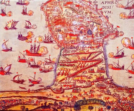 Foto de El mapa medieval del Gran Sitio de Malta se conserva en el Museo Nacional de Guerra de Fort St Elmo en La Valeta, Malta - Imagen libre de derechos