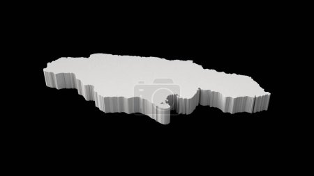Téléchargez les photos : Illustration 3D en noir et blanc de la carte de la Jamaïque Géographie Cartographie et topologie - en image libre de droit