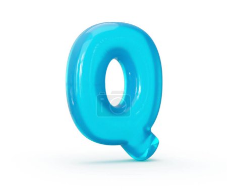 Téléchargez les photos : Un rendu 3D d'une gelée bleue lettre Q isolé sur un fond blanc - en image libre de droit