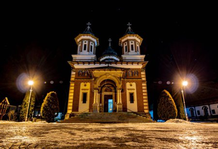 Photo for A night view of the illuminated Sinaia Monastery - Royalty Free Image