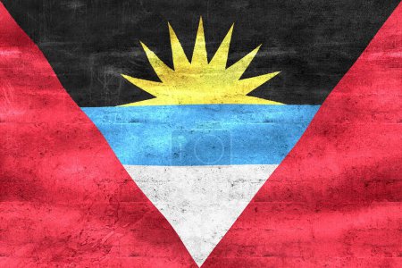Téléchargez les photos : Drapeau Antigua-et-Barbuda - drapeau réaliste en tissu ondulé. - en image libre de droit