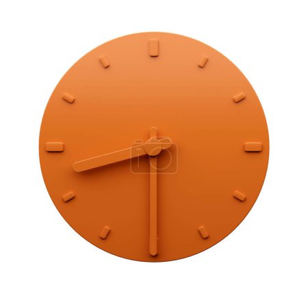 Téléchargez les photos : Illustration 3D de l'horloge murale orange sur fond blanc, montrant huit heures et demie - en image libre de droit