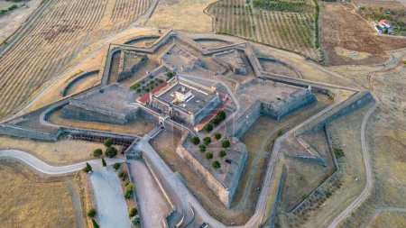 A drone shot of the Conde de Lippe Fort in Elvas, Portugal
