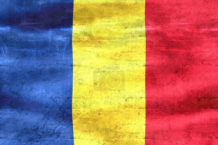 Foto de Bandera de Rumanía - Bandera de tela ondeante realista - Imagen libre de derechos