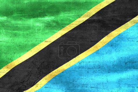 Foto de Ilustración 3D de una bandera de Tanzania - Bandera de tela ondeante realista. - Imagen libre de derechos