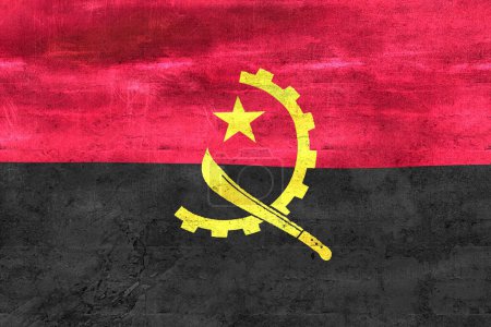 Téléchargez les photos : Drapeau Angola - drapeau réaliste en tissu ondulé. - en image libre de droit