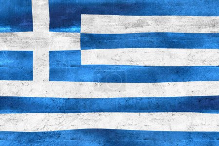 Foto de Bandera de Grecia - fondo realista ondeando bandera de tela - Imagen libre de derechos