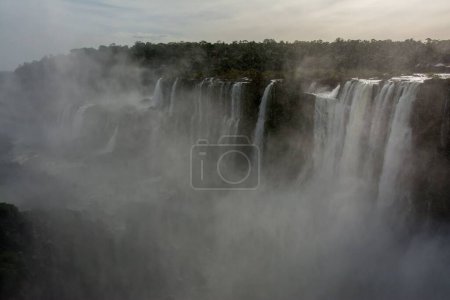 Téléchargez les photos : Une scène de paysage de cascades de gorge du diable avec des arbres en Argentine au coucher du soleil - en image libre de droit