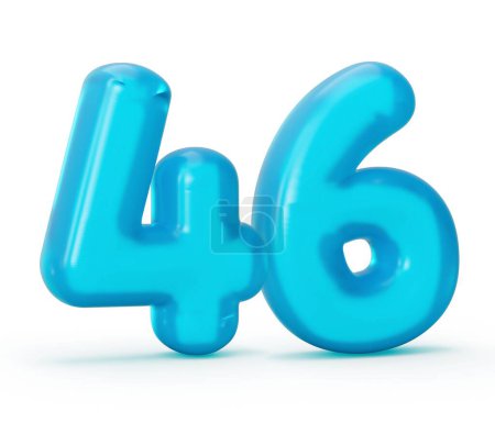 Photo for The 3d rendering of the Blue jelly digit 46 isolated on white background, colorful numbers for kids - Royalty Free Image