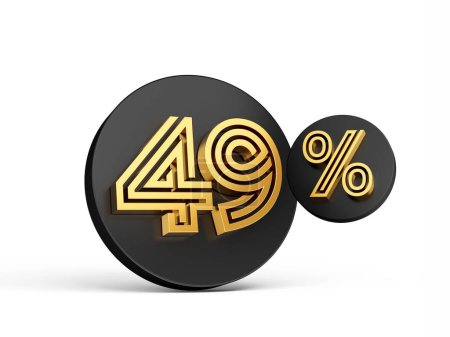 Photo for The 3d rendering of royal gold Modern Font, Digit Letter 49 Seven percent on the Black button icon - Royalty Free Image