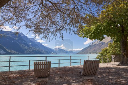 Téléchargez les photos : Une belle journée ensoleillée au lac Brienz en Suisse - en image libre de droit