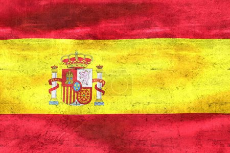 Foto de Bandera de España - fondo realista ondeando bandera de tela - Imagen libre de derechos