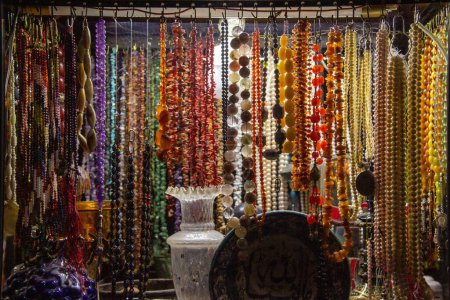 Photo for A closeup of colorful necklaces on display. - Royalty Free Image