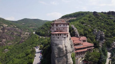 Photo for An aerial view of monastery of Rousanou in Meteora - Royalty Free Image