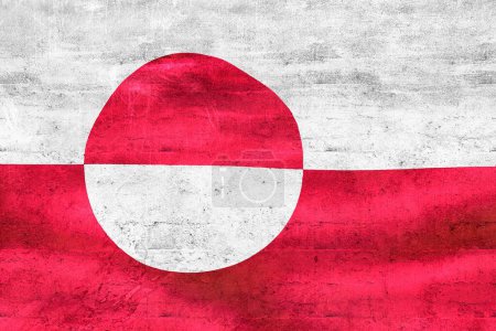 Foto de Bandera de Groenlandia - fondo realista ondeando bandera de tela - Imagen libre de derechos