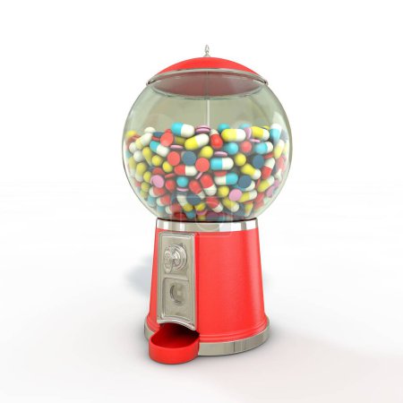 Photo for A closeup shot of colorful capsules and vitamins in a Gumball Dispensing Machine - Royalty Free Image