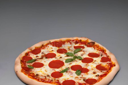 Photo for Picture of yummy pizza with cheese and other ingredients - Royalty Free Image