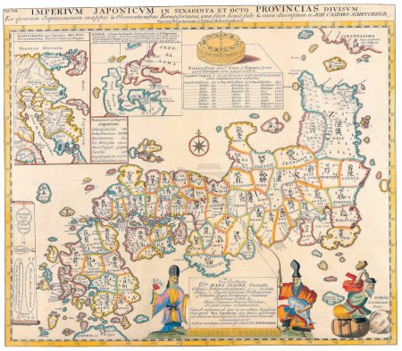 Foto de El viejo mapa de Japón mostrado en un atlas de papel del siglo XVIII - Imagen libre de derechos