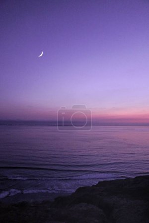Téléchargez les photos : Un plan vertical de coucher de soleil violet scénique sur un lac, frais pour l'arrière-plan - en image libre de droit