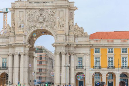 Photo for Soap bubbles at the Square of Comercio in downtown Lisbon, Portugal - Royalty Free Image