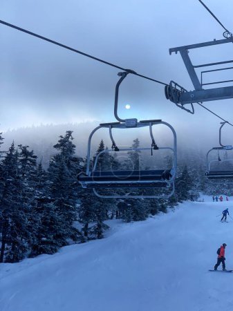 Photo for Ski lift in the Mist. Killington Ski Resort, Vermont, New England - Royalty Free Image