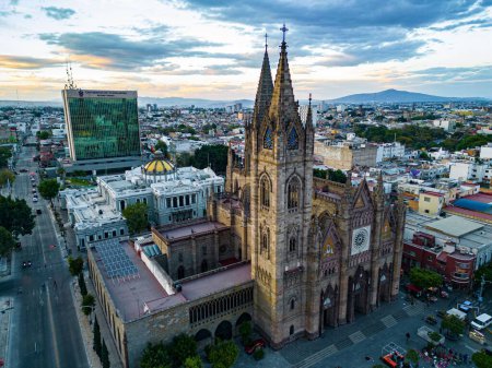 Photo for An aerial view of the Expiatory Temple of the Blessed Sacrament in Guadalajara, Jalisco, Mexico - Royalty Free Image