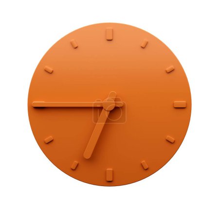 Téléchargez les photos : Une illustration minimaliste de l'horloge orange montrant quart à sept heures - en image libre de droit