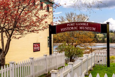 Photo for A signboard outside the Port Gamble Historic Museum in Washington, USA - Royalty Free Image