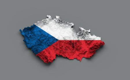 Photo for A 3d illustration of the Czech Republic topographic map on a gray background - Royalty Free Image