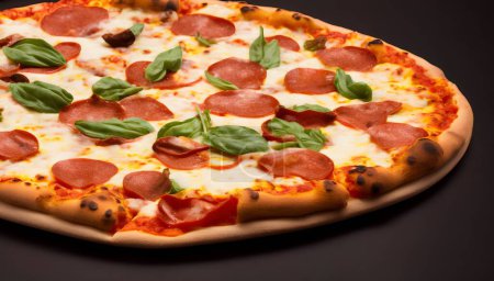 Foto de Foto de deliciosa pizza con queso y otros ingredientes - Imagen libre de derechos