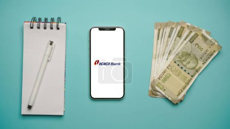 Photo for ICICI Bank also known as Industrial Credit and Investment Corporation of India, isolated background - Royalty Free Image